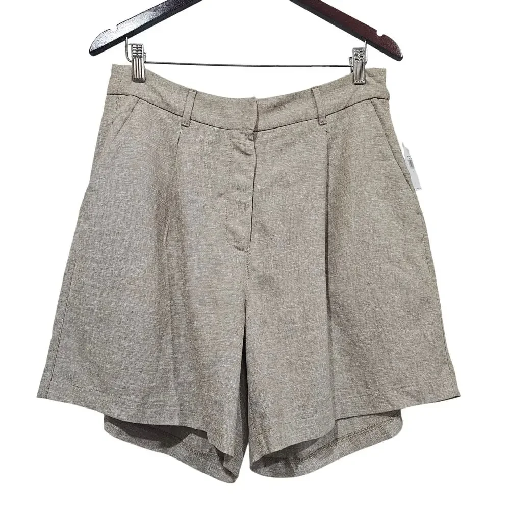Old Navy Beige Linen Blend Tailored Shorts Size L - Picture 1 of 7